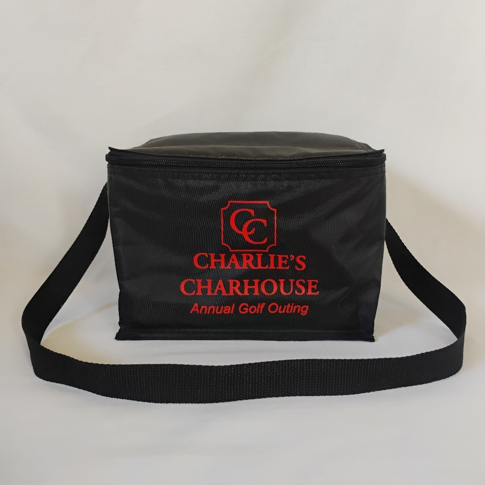Vintage Charlie's Charhouse Annual Golf Outing Black Insulated Cooler Lunch Bag